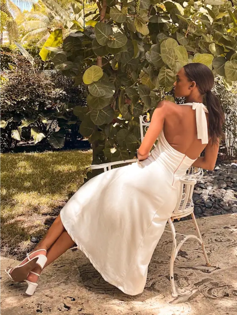 Lulus This is Bliss White Halter Midi Dress white size SM new - Picture 3 of 7